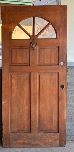 Wood Entry Door with Arched Glass
