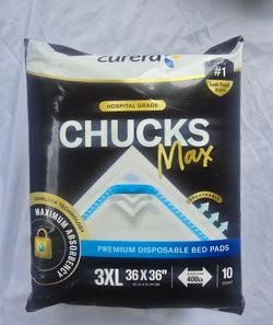 Chucks MAX Hospital Grade Disposable Bed Pads 36 x 36" Incontinence 10ct 3XL New