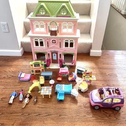 Fisher Price Loving family Victorian Mansion With Furniture, Dolls, And Car With Sounds. ($95 For All)