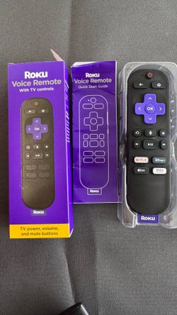 Replacement TV Remote Control with Voice Control, Simple Setup, & Pre-Set App Shortcuts - Compatible with Roku TV, Players, & Audio Devices