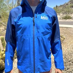 REI Co-Op Rain Jacket Hooded Mens Blue Size Medium