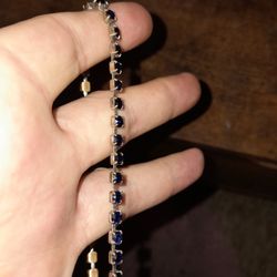 Vintage Blue Rhinestone Tennis Bracelet