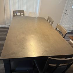 Dark Grey Dinning Table 4 Chairs And A Bench 