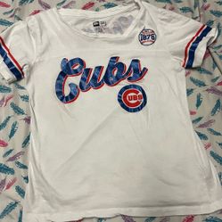 MLB Chicago Cubs White and Blue T-Shirt