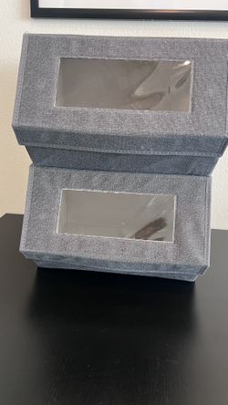 Gray Stackable Storage Bins, Closet Organizers with Windows (Non-Woven Fabric, Set of 2)