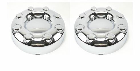 Pair of 2 New Front 2WD Chrome Wheel Center Caps Replacement for 2005-2017 Ford F350 Dually Pickup Truck