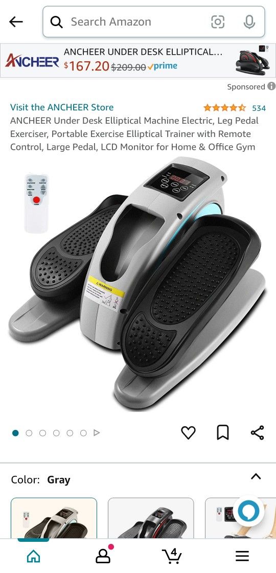 ANCHEER Under Desk Electric Mini Elliptical Machine, Remote