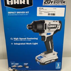 HART HPID02B2 20V 1/4" CORDLESS IMPACT DRIVER KIT WITH (2) 1.5AH BATTERIES AND CHARGER