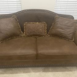 Leather Couch With Matching Pillows (Moving Sell)