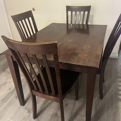 Wood Dining Table with 4 Chairs 