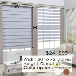 [Muti-Color/Size available] Cordless, Dual Layer Shades, Sheer or Privacy Light Control, Day and Night Window Drapes, Easy to Install, Striped Dove ZB