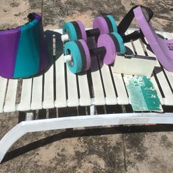 Water Workout Gear By H2O Waterworks - Aqua Barbells, 2 Floats/vests - Instructional VCR Tape (new) - Workout Leaflet 
