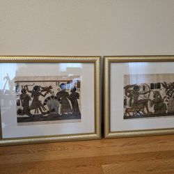 2 Framed Egyptian Papyrus Art 