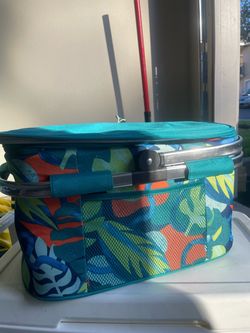 Collapsible Insulated Picnic Basket Cooler – Tropical Print