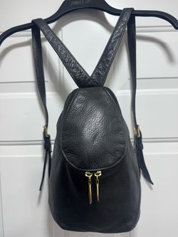 VTG LIBAIRE USA BACKPACK BLACK PEBBLED LEATHER SLING PURSE TRAVEL BAG QUALITY