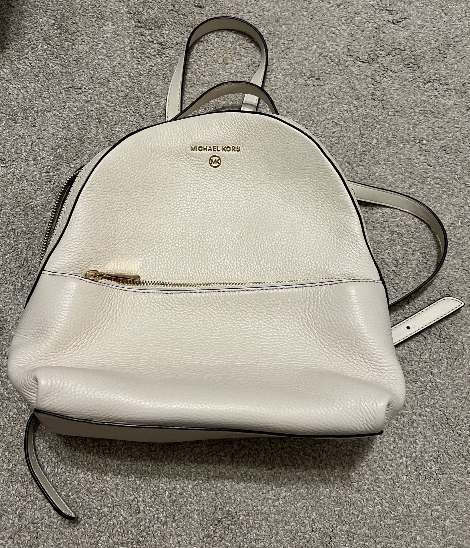 Michael Kors Valerie Medium Light Cream Pebbled Leather Backpack