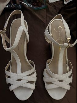 White wedge heels size 9/10