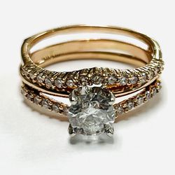 14K rose gold diamond wedding ring 