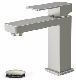 FORIOUS Bathroom Faucet 1 Hole, Single Handle Vanity Faucets Brushed Nickel