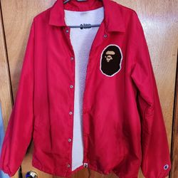 Bape X Champion Coach Varsity Jacket Red A Bathing Ape 2016