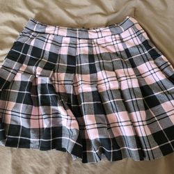 Womens Pink Plaid Mini Skirt