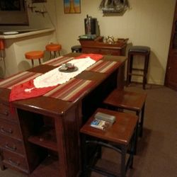 Table And Stools, Dry Bar And Corner Cabinet