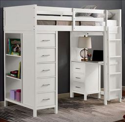 Brand New White Twin Size Loft Bed