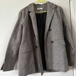 Plaid design four-button blazer