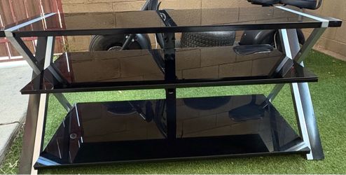 Black Metal Glass 3 Tier Tv Stand