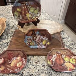 Vintage 4-Pack Elite Trays England Dessert Tea Service Fruit Small Trays 6.5”