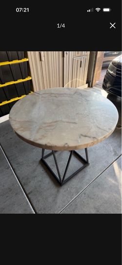 Round Marble Top Table with Metal Base