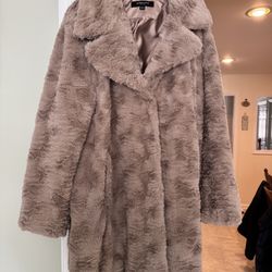 Kenneth Cole Faux Fur Midi Coat 3X