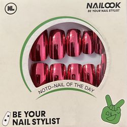 Nailook Press On 24 Piece Nails Metallic Glitter Halloween Ghosts Pink