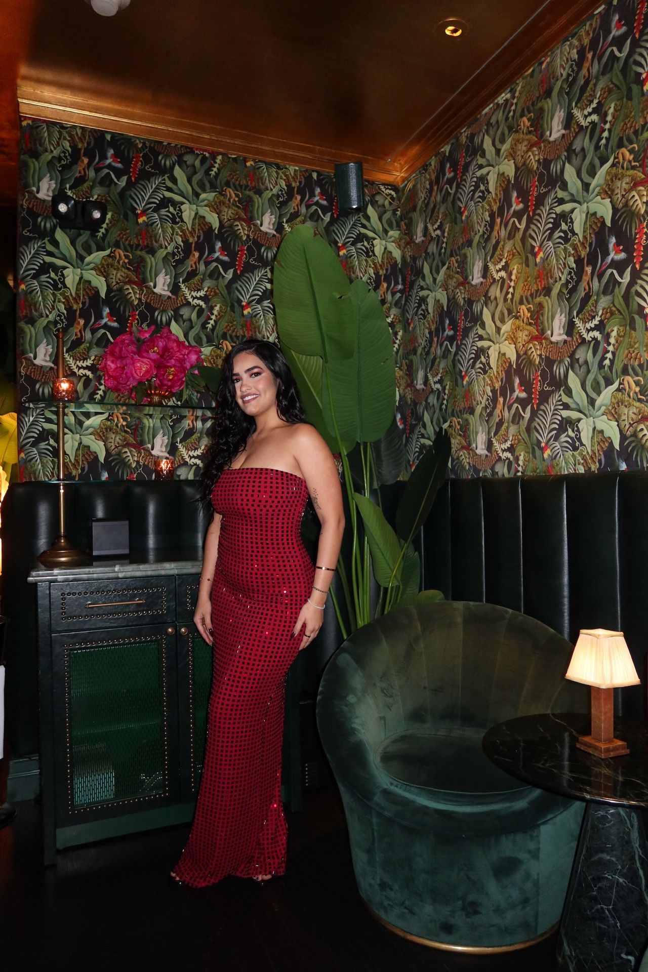 red maxi dress