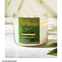 New! BATH & BODY WORKS 🌿STRESS RELIEF 🌿White Barn 3-wick Candle $15 each or 2 for $28!