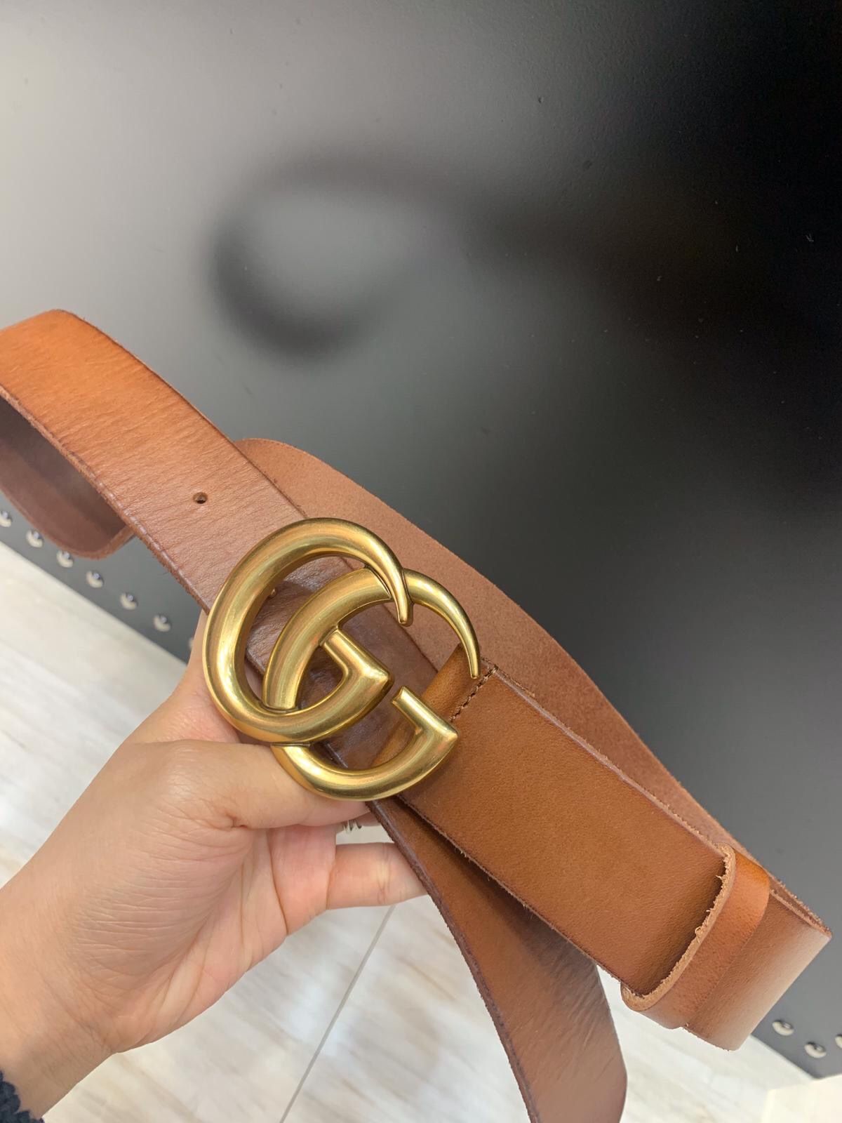 Brand New Gucci Gold Tan Brass Belt Authentic