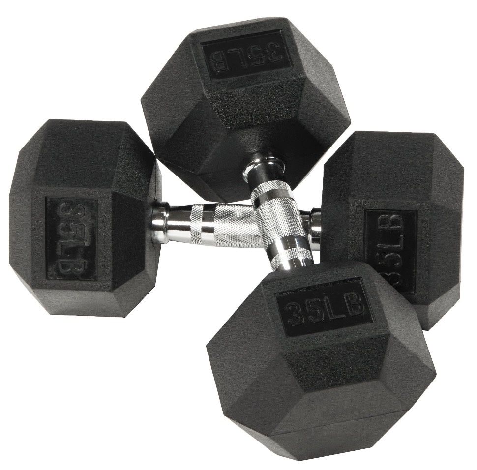 New In Box 35 Lb Pair Hex Dumbbells