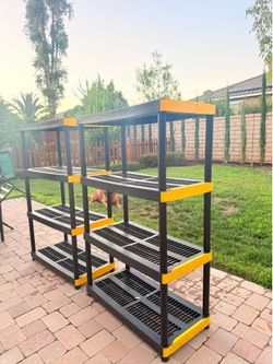 Set of 2 Heavy Duty 4-Tier Garage Storage Shelves (Black & Yellow)