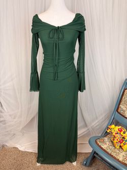 KUTUMAI Dark Green Off-Shoulder Fairy Maxi Dress