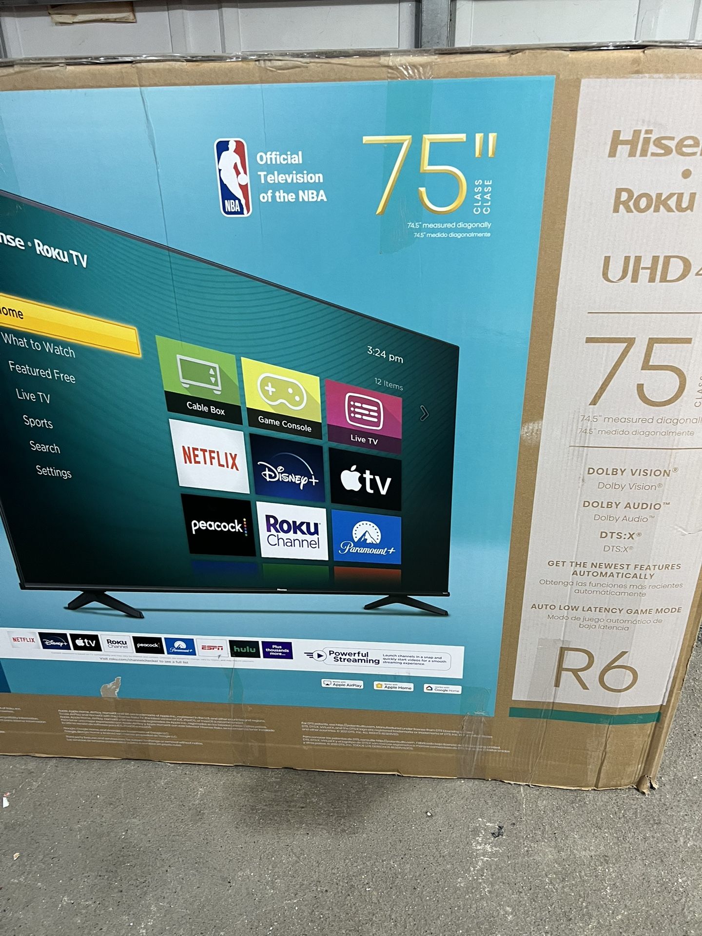 Hisense Tv 75” Smart 4K With Roku 