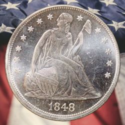 1848 Seated Liberty Dollar Silver Plated Novelty Coin - Unc
