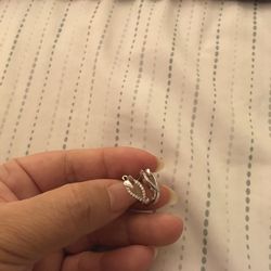 Real Silver Zircon Diamonds Hoop Earrings 