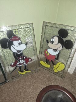 Mickey and Minnie mouse stained glass
