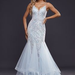Mermaid V- Neck Sequin Prom Dress 
