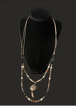 South Western Navajo Style double strandStyle Silver Tone Necklace 26