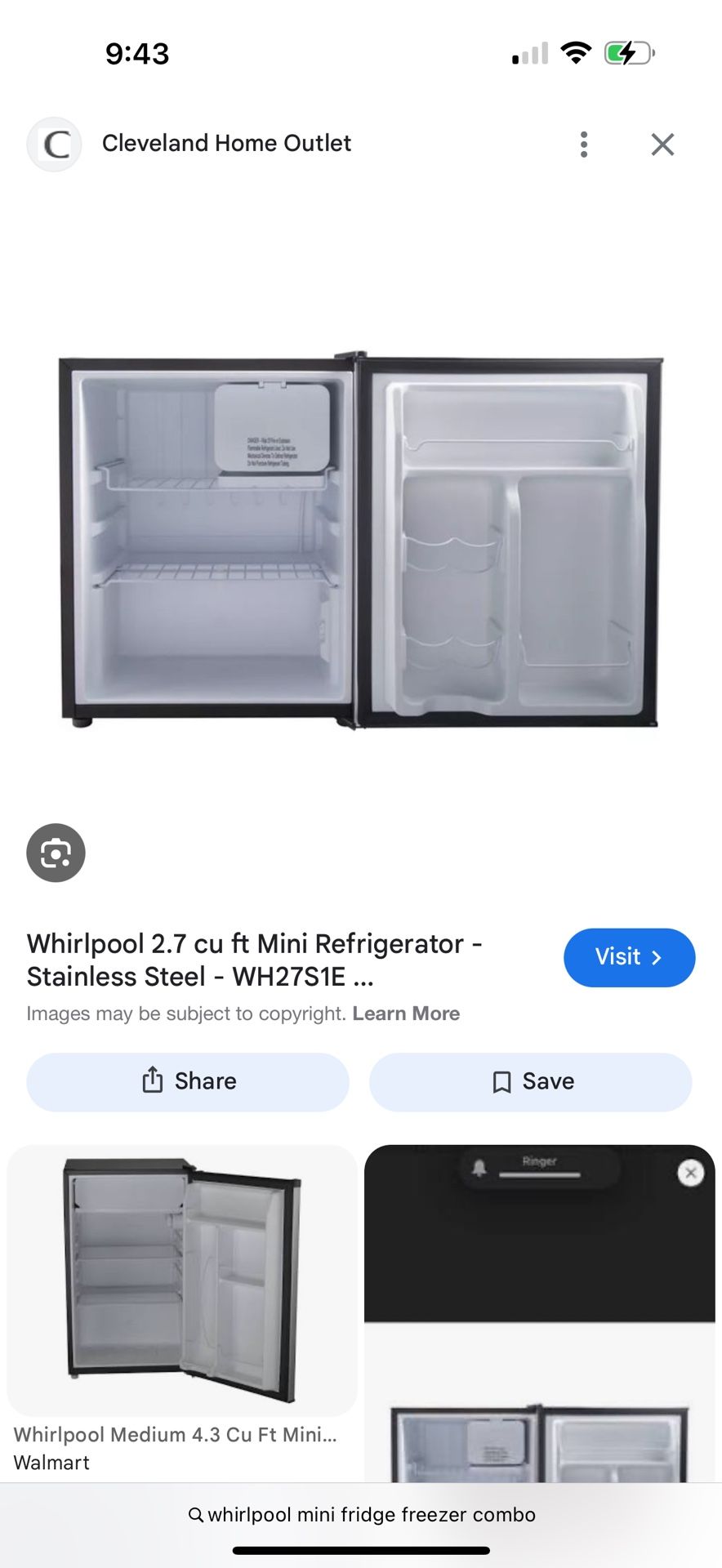 Mini fridge 2.7 Whirlpool