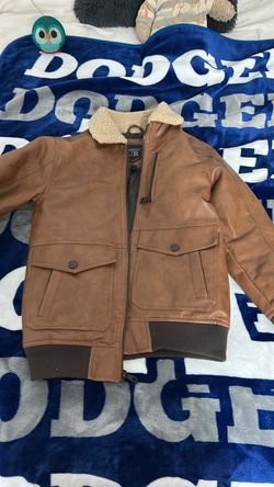 Brown Leather Bomber Jacket with Sherpa Collar