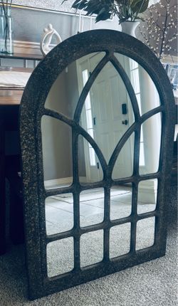 Large Pier 1 Imports Arched Windowpane Mirror - Rustic / Farmhouse