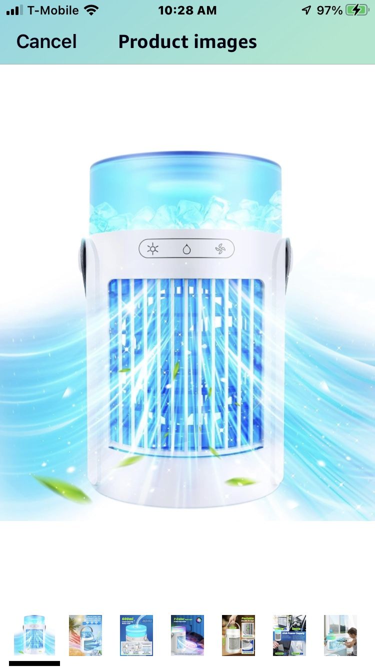 Portable Air Conditioners Fan- Portable AC Small Personal Air Cooler,Quiet Mini Mobile 1400ml Misting Cooling Fan 2/4H Timer 3 Speeds,Desk Air C