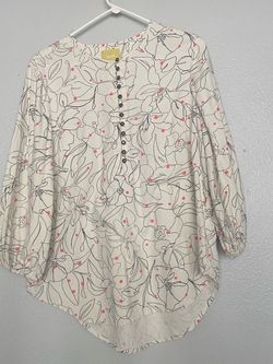 Maeve Floral Print Blouse size Large 100% Cotton